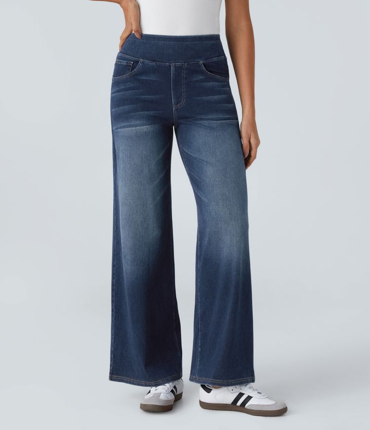 ColaFlex™ Jeans casual with high life, multiple pockets and wide leg