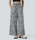 ColaComfort™ - Pantaloni casual con vita alta, tasche laterali, coulisse e stampa leopardata