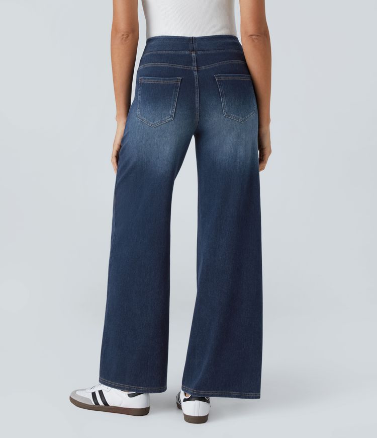 ColaFlex™ Jeans casual with high life, multiple pockets and wide leg